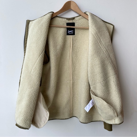 Denham : Sherpa Lined Knit + Felt Patch Asymmetric Zip Jacket : Medium - Picture 5 of 16